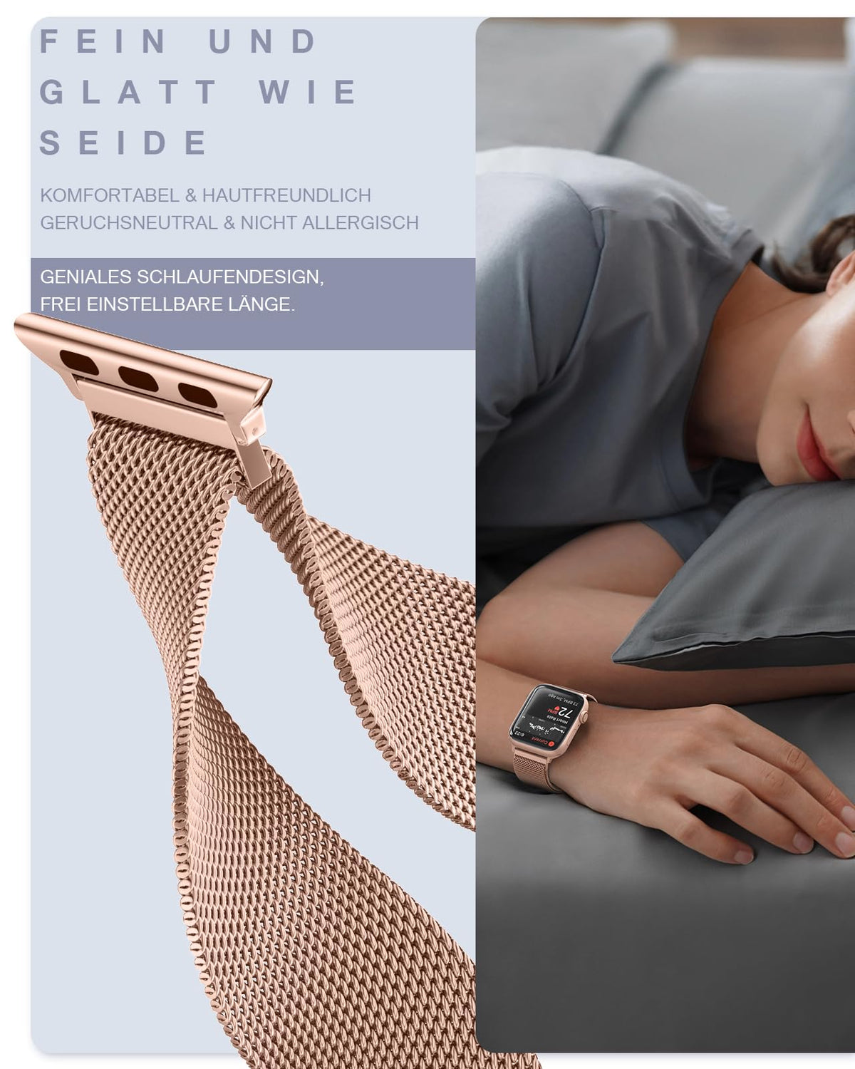 OULUOQI Edelstahl Milanaise Armband für Apple Watch 44mm 46mm 45mm 49mm