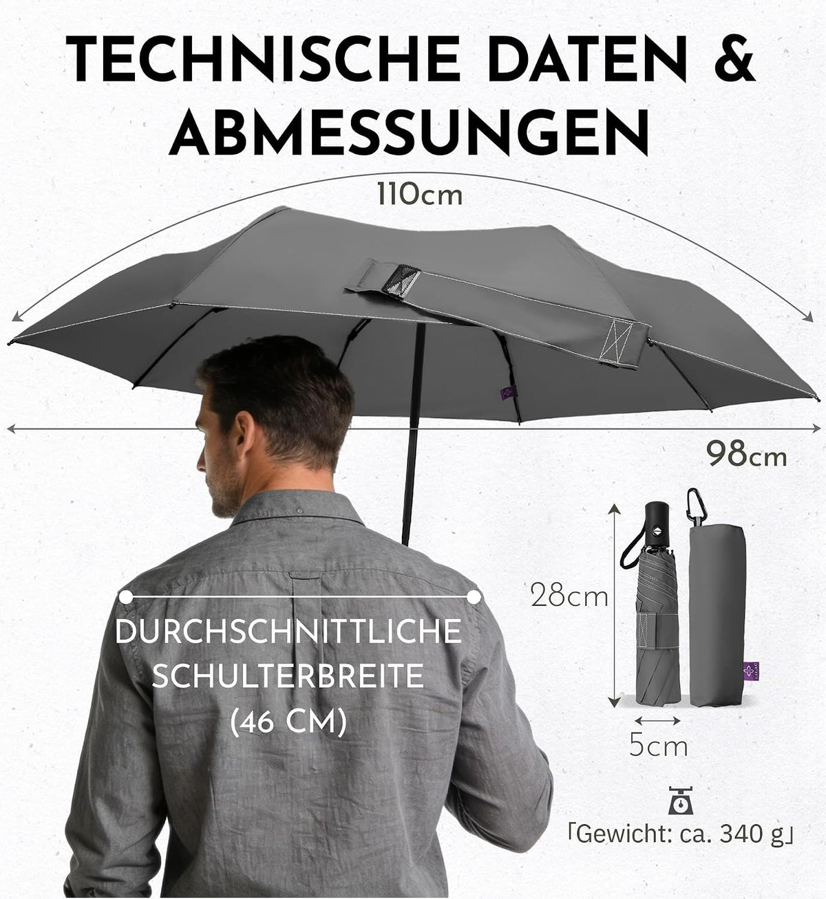 LILAC Regenschirm Klein Stabil Windfest