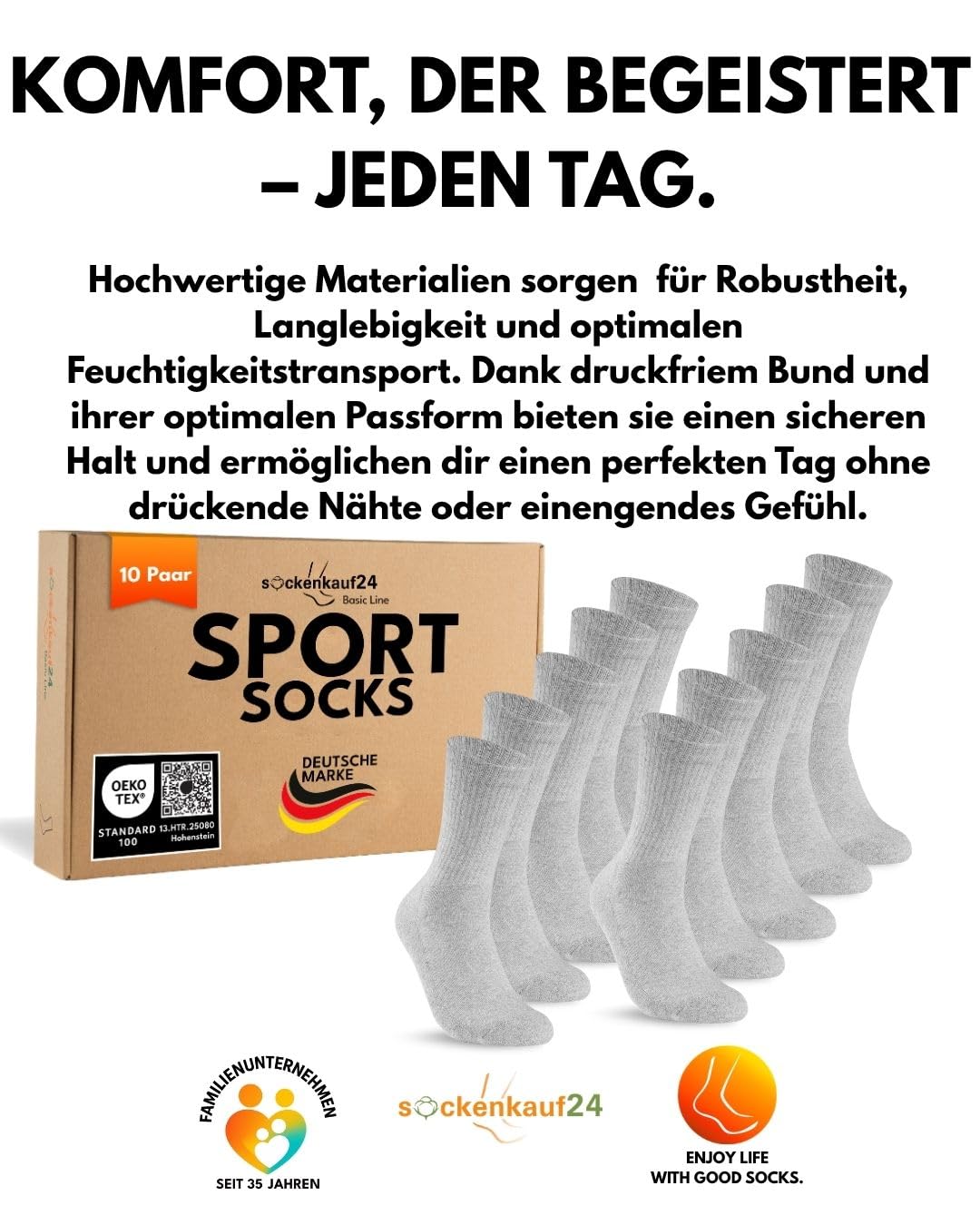 10 Paar Sportsocken Tennissocken Herren Damen Atmungsaktive Crew Socken Baumwolle