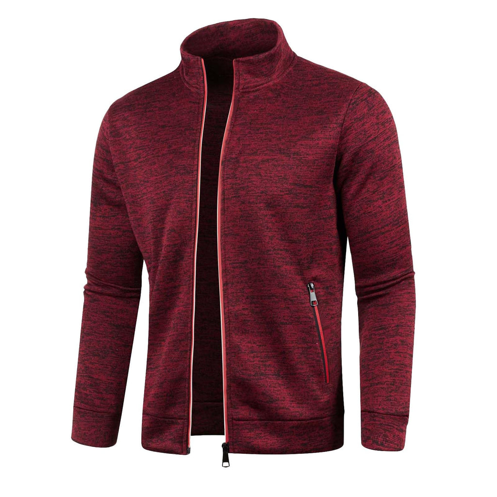 Generisch Sweatjacke Herren Ohne Kapuze Cardigan Mit Reißverschluss Langarm Janker Stehkragen Pullover Casual Warme Herbst/Winterjacke Klassischer Strickweste Trachtenjacke Freizeitjacke