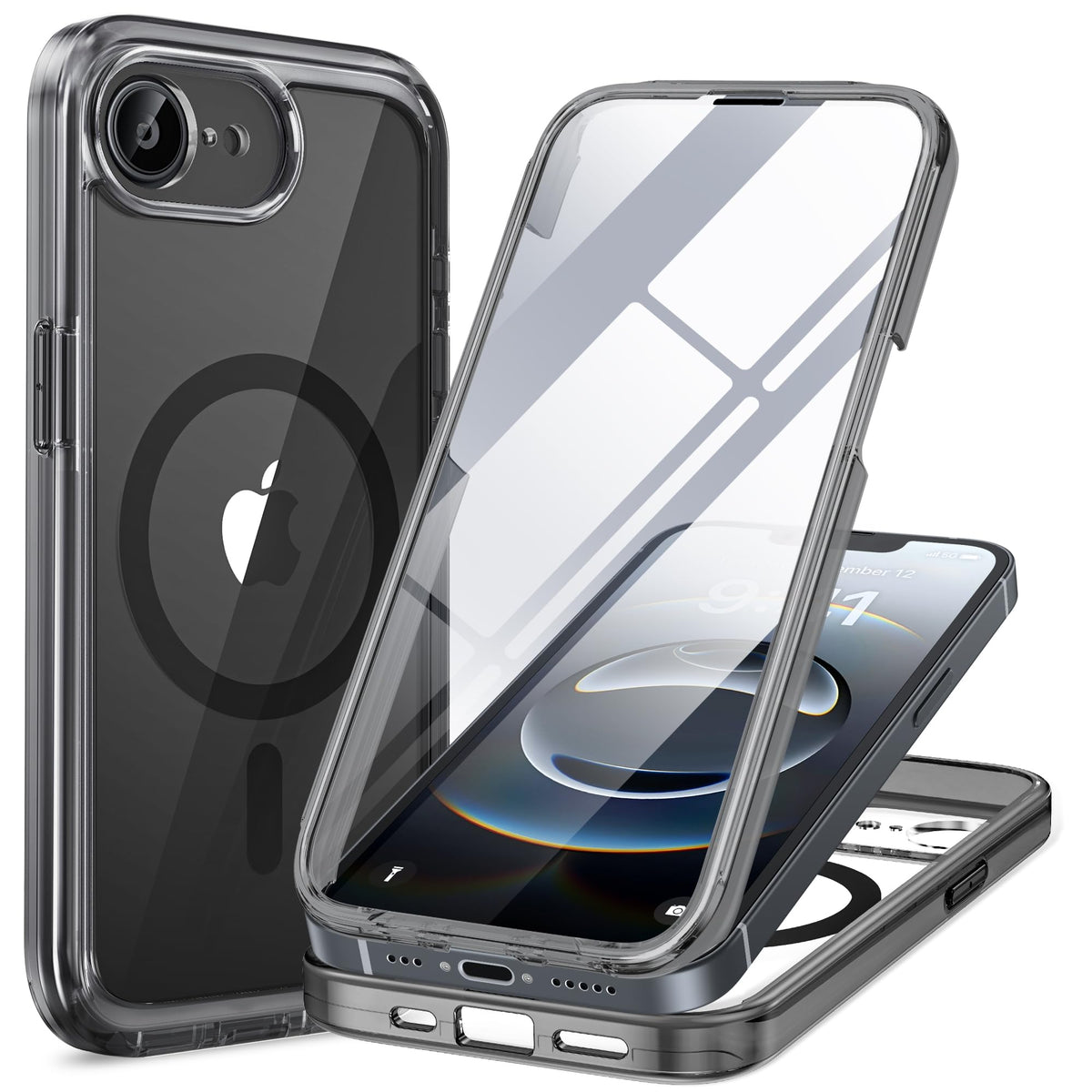 Miracase für iPhone 17 Hülle 6,3 Zoll,360 Grad Komplettschutz,Schwarz