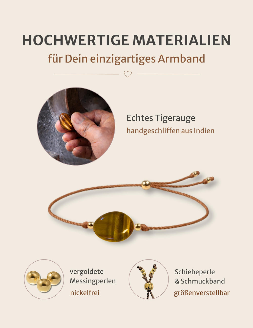 happymaker Edelstein Armband Damen als Kraftgeber, handmade in Deutschland