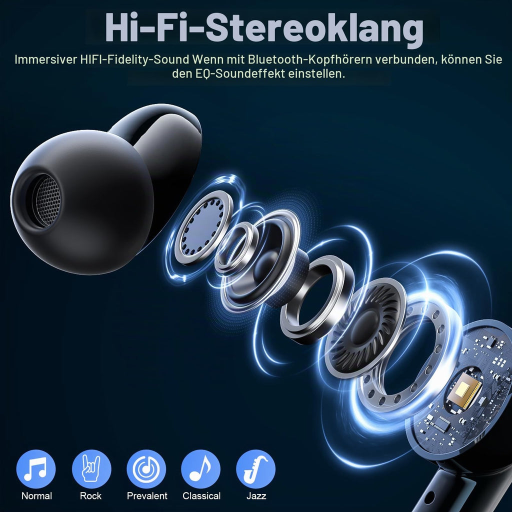 Bluetooth Kopfhörer, Kopfhörer Kabellos Bluetooth 5.4, Tiefer Bass Ohrhörer
