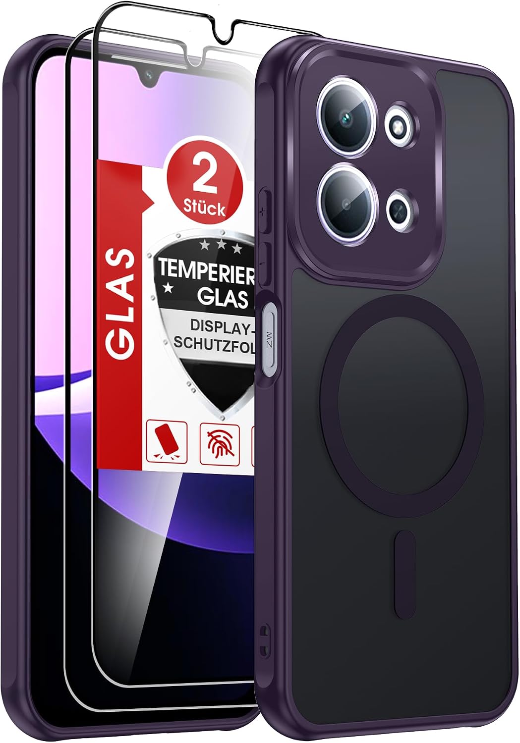 LeYi für Samsung Galaxy A06 4G Hülle für Magsafe mit 2X Panzerglas-Schwarz