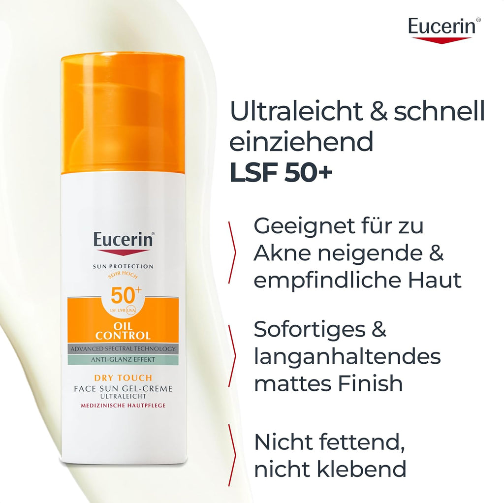 Eucerin Oil Control Sun Face Gel-Creme LSF 50+ 50 ml, Sonnencreme