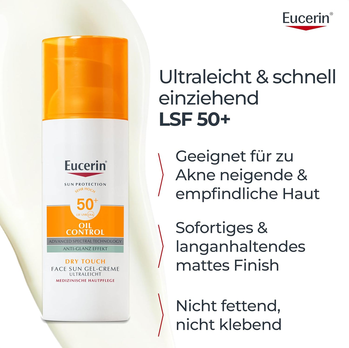Eucerin Oil Control Sun Face Gel-Creme LSF 50+ 50 ml, Sonnencreme