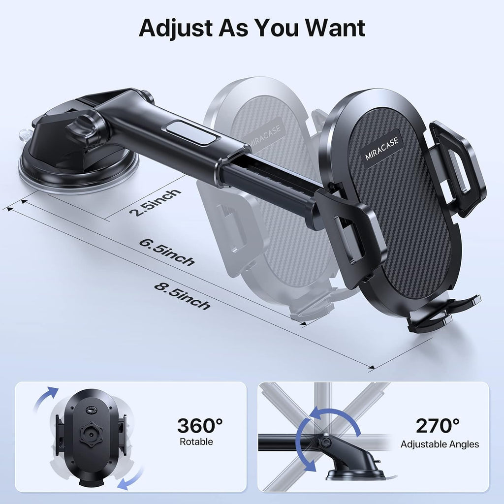 Miracase [2026 Upgraded Handyhalterung Auto Handy Halterung,Universal Car Phone Holder[Stärkste Saugnapf & Lüftungshaken] 360° Drehbar kfz autohalterung Lautsprecher für iPhone Samsung Galaxy Google