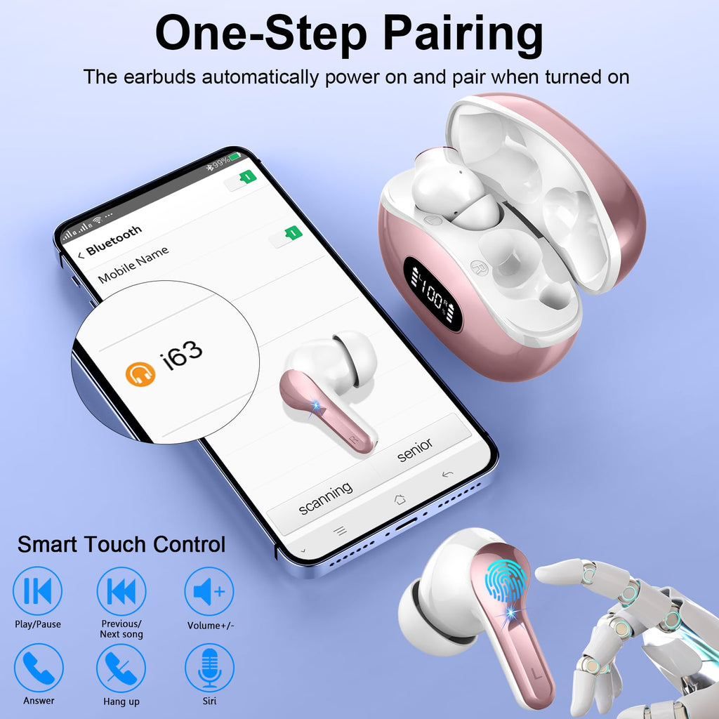 2026 Kopfhörer Kabellos Bluetooth 5.4 Kopfhörer, 6D-Stereo Ohrhörer in Ear