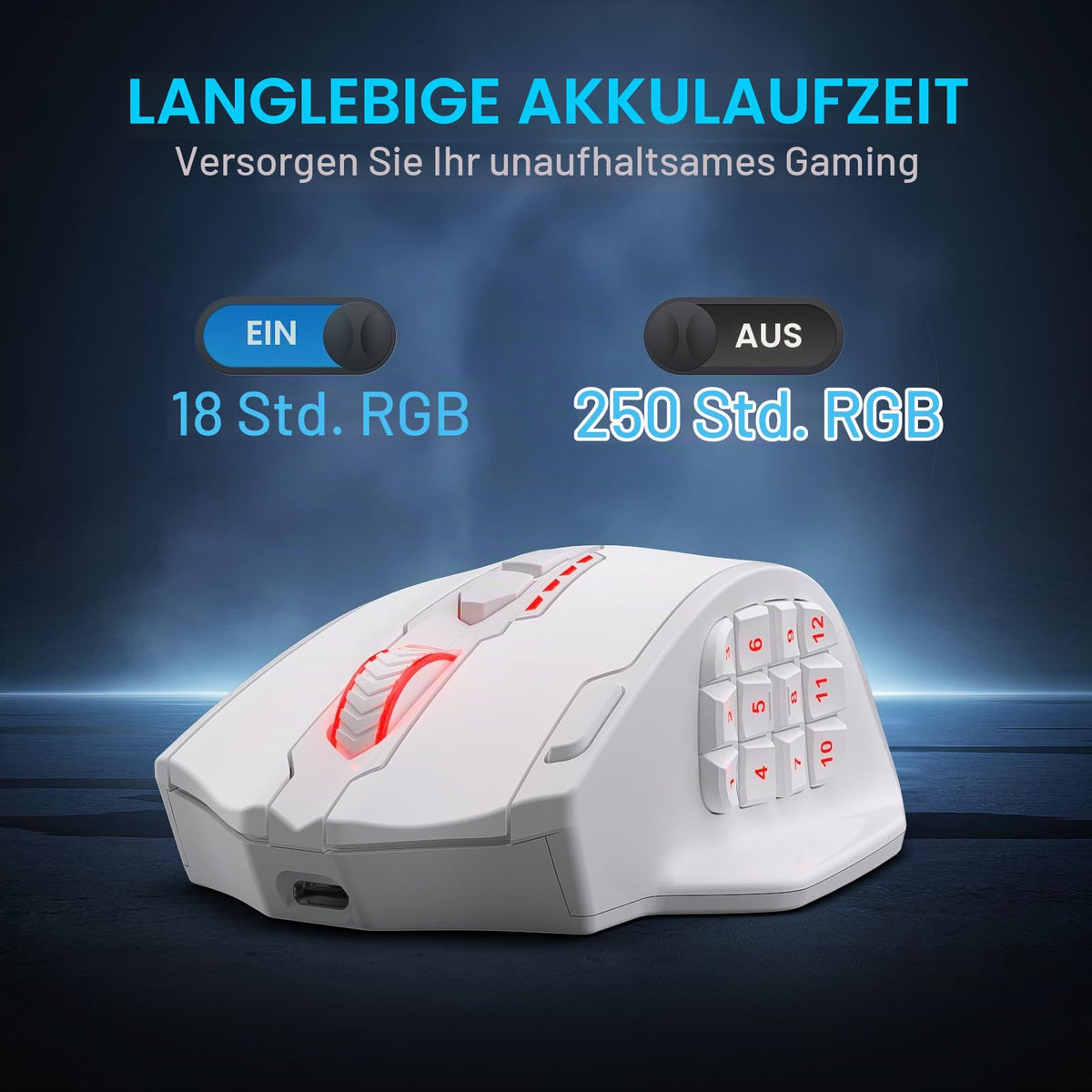 Redragon M908 Impact MMO Gaming Maus Kabelgebunden RGB 12400 DPI