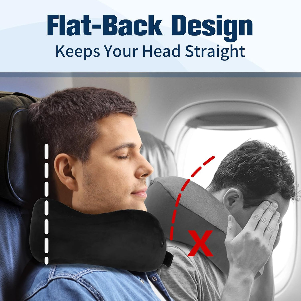Cirorld Travel Pillow for Airplane, Neck Pillow for Travel, Memory Foam Travel Neck Pillow for Adults, Adjustable & Compact Flight Pillow, Ergonomic Neck Cushion, With Ear Plugs, Eye Mask, Carry Bag