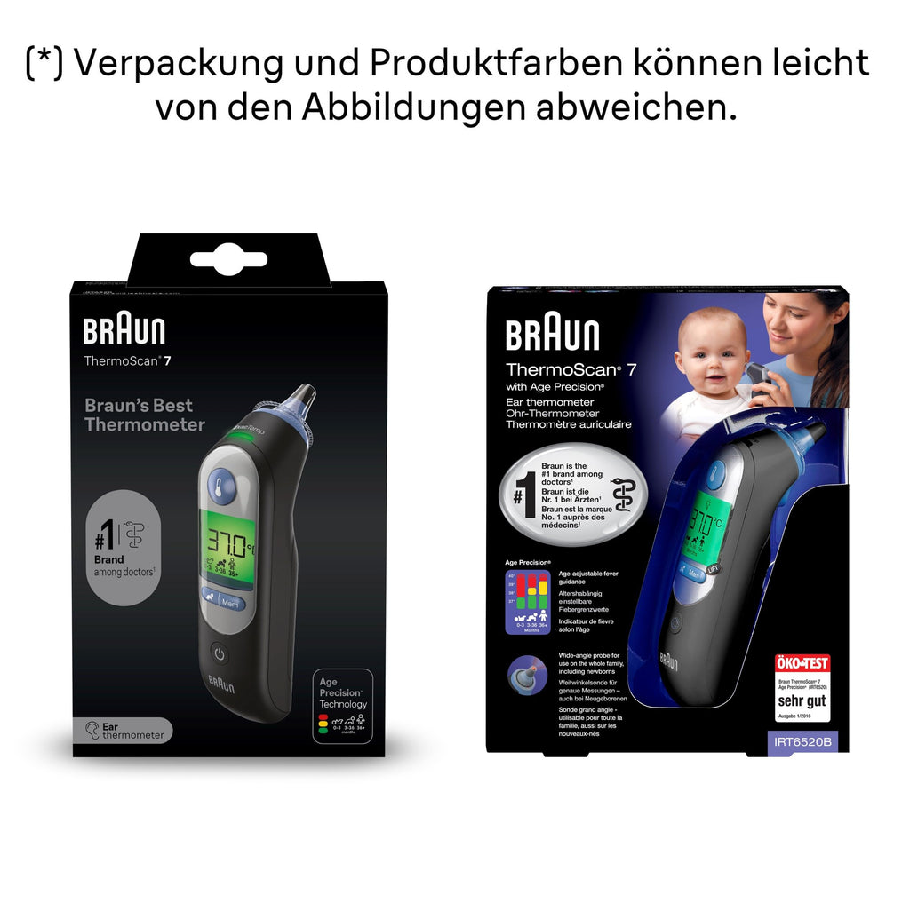 Braun ThermoScan 7 Ohrthermometer BRAIRT6520 | Age Precision Technologie | Farbcodiertes Digitaldisplay | Baby- und kleinkindfreundlich | Die #1 Marke bei Ärzten(1)