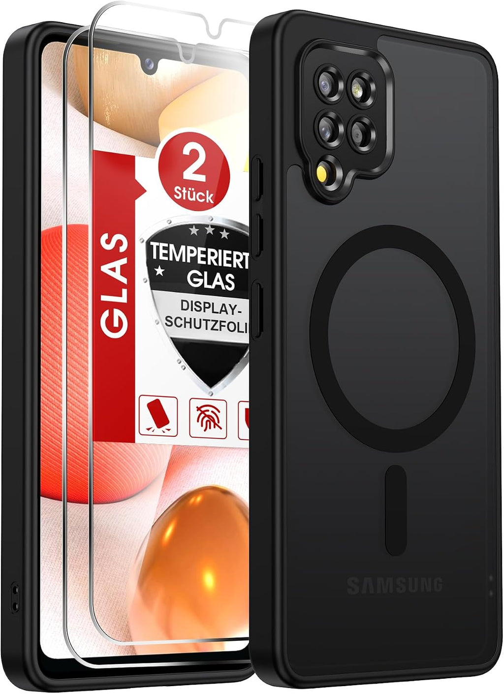 LeYi für Samsung Galaxy A06 4G Hülle für Magsafe mit 2X Panzerglas-Schwarz