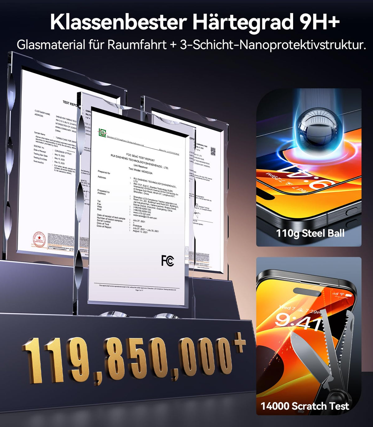 TORRAS für iPhone 18 Pro für Panzerglas TOP 9H+, Auto-Montage, 2 Stück