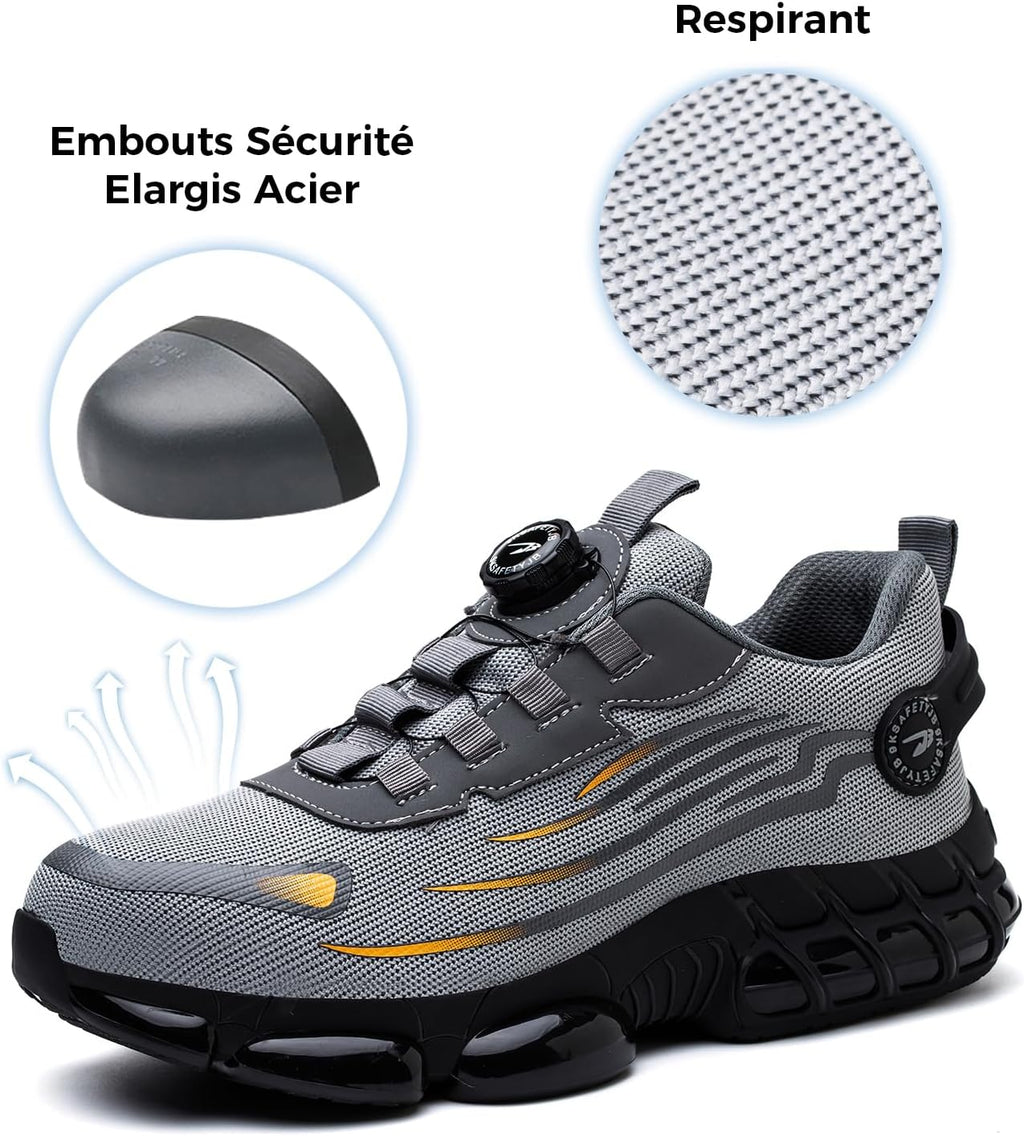 Chaussures de Sécurité Hommes Femmes Basket Respirante Antidérapante Légère Travail avec Embout en Acier 36-46 EU