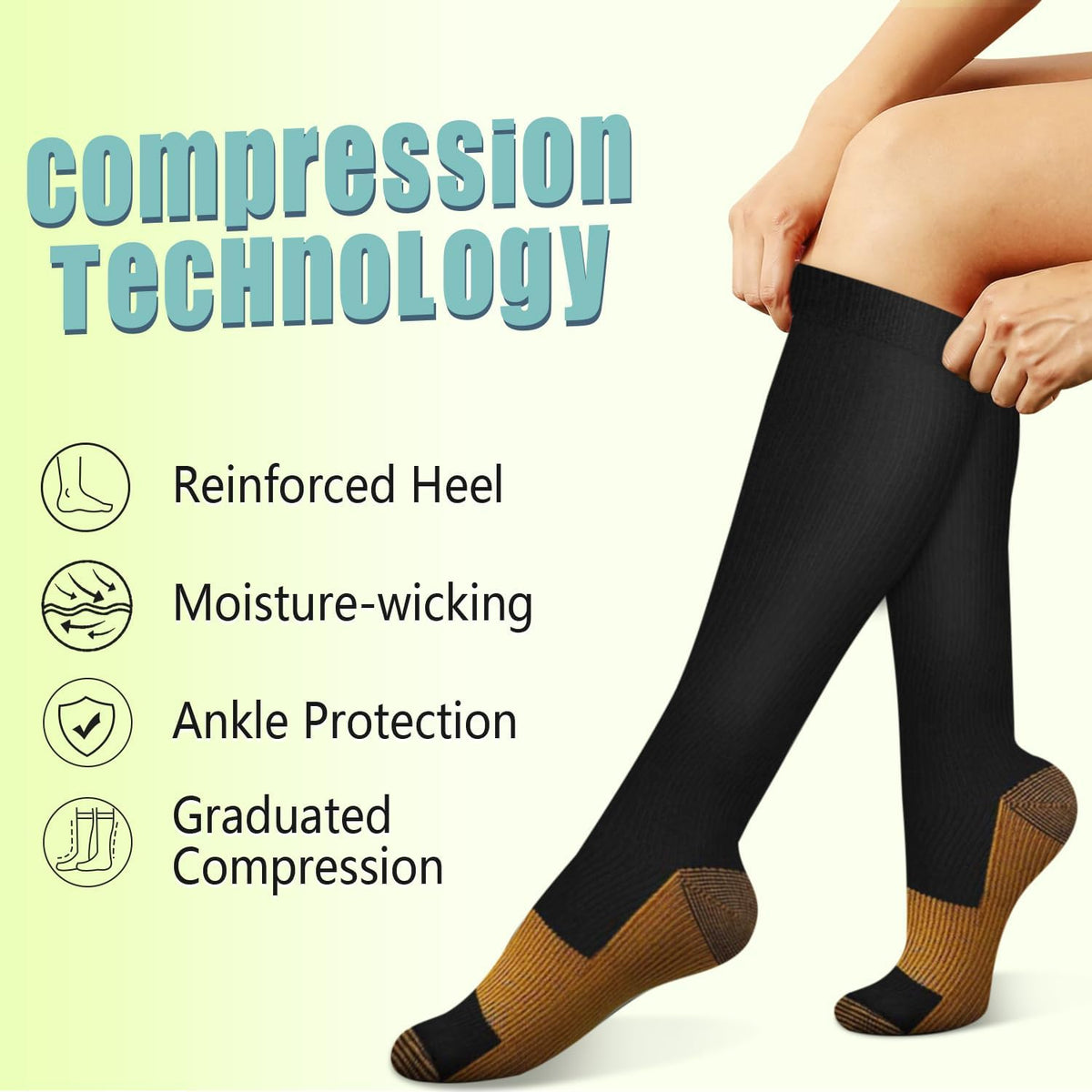 Copper Compression Socks 15-20 mmHg for Men & Women 8 Pairs – Circulation Support for Nurses, Travel, Running, Hiking, Soccer