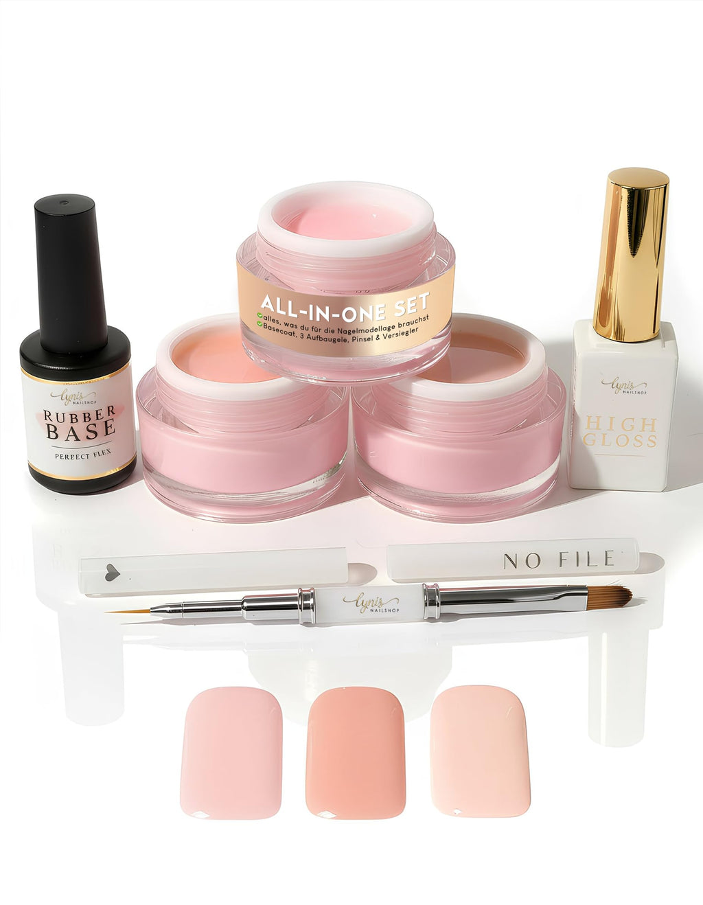 No File Aufbaugel Gelnägel ALMOND NUDE 15ml UV Gel selbstglättend o. Feilen
