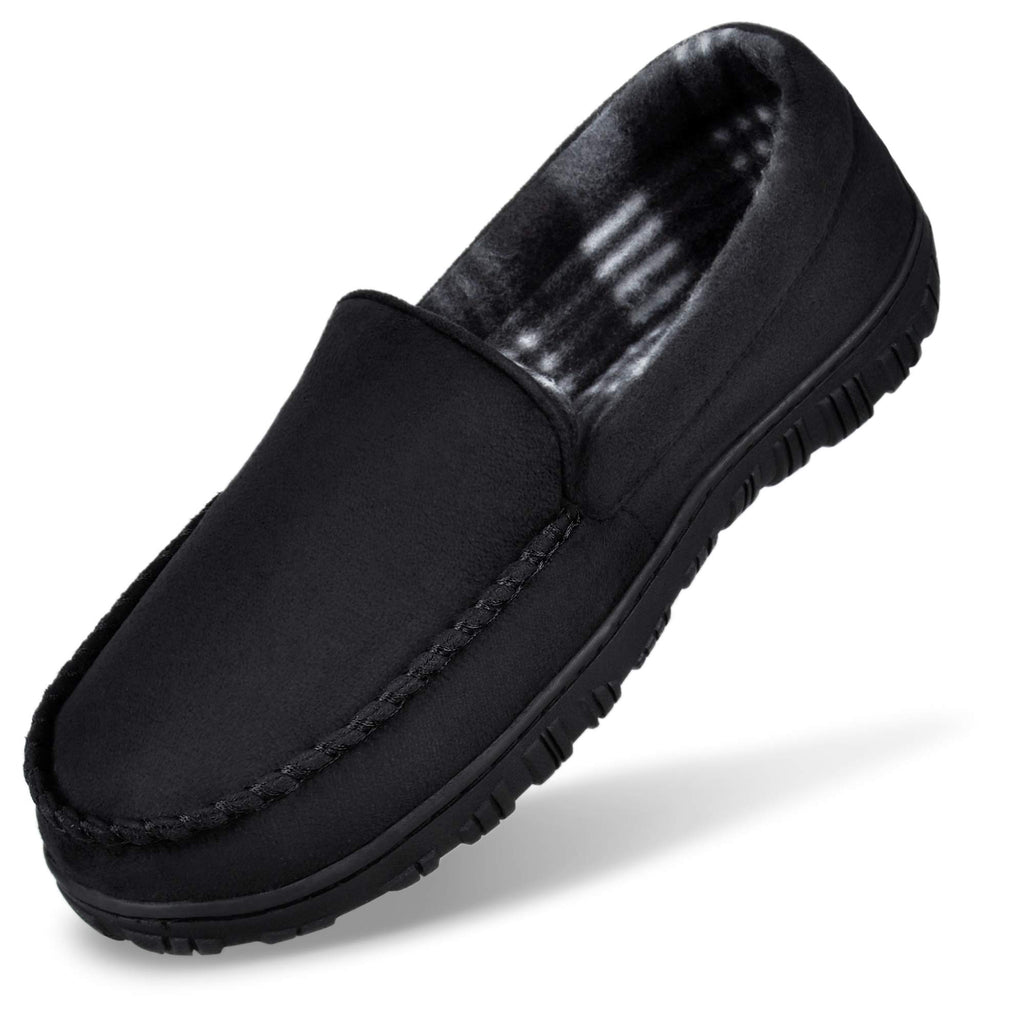 MIXIN Men's Cozy Moccasin Slippers Anti-Skid Slip On House Slippers with Comfy Memory Foam