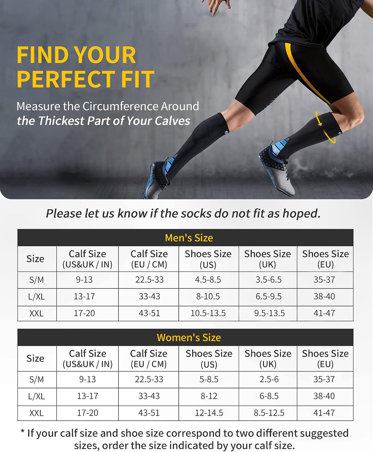 CAMBIVO Compression Socks for Women & Men 2 Pairs, Travel Flight Socks
