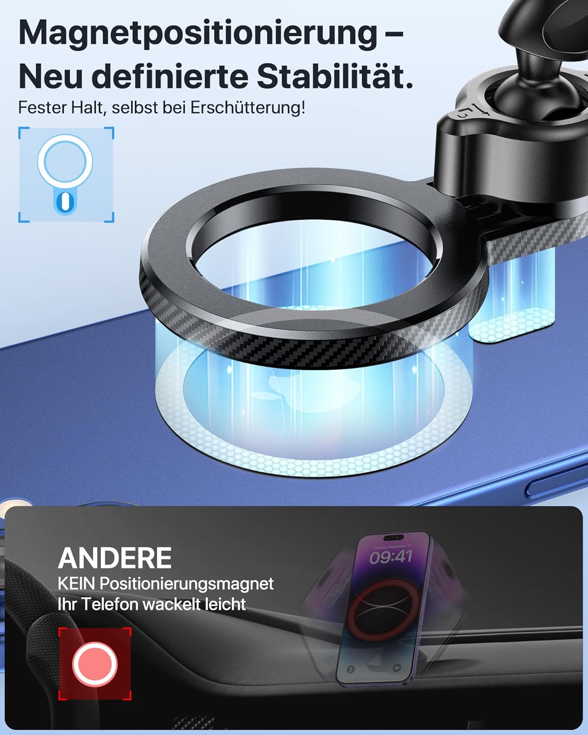 Miracase [2026 Upgraded Handyhalterung Auto Handy Halterung,Universal Car Phone Holder[Stärkste Saugnapf & Lüftungshaken] 360° Drehbar kfz autohalterung Lautsprecher für iPhone Samsung Galaxy Google