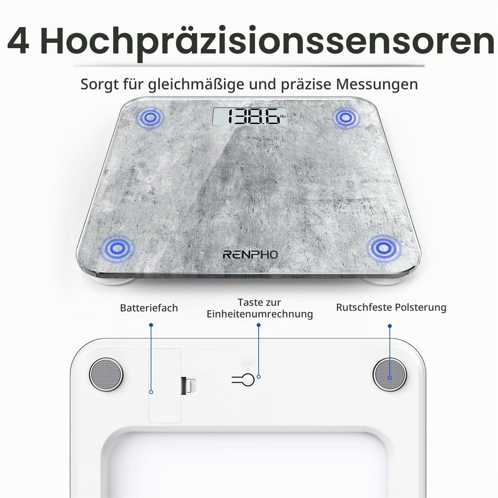 RENPHO Personenwaage, Körperwaage mit Hochpräzisions-Sensoren