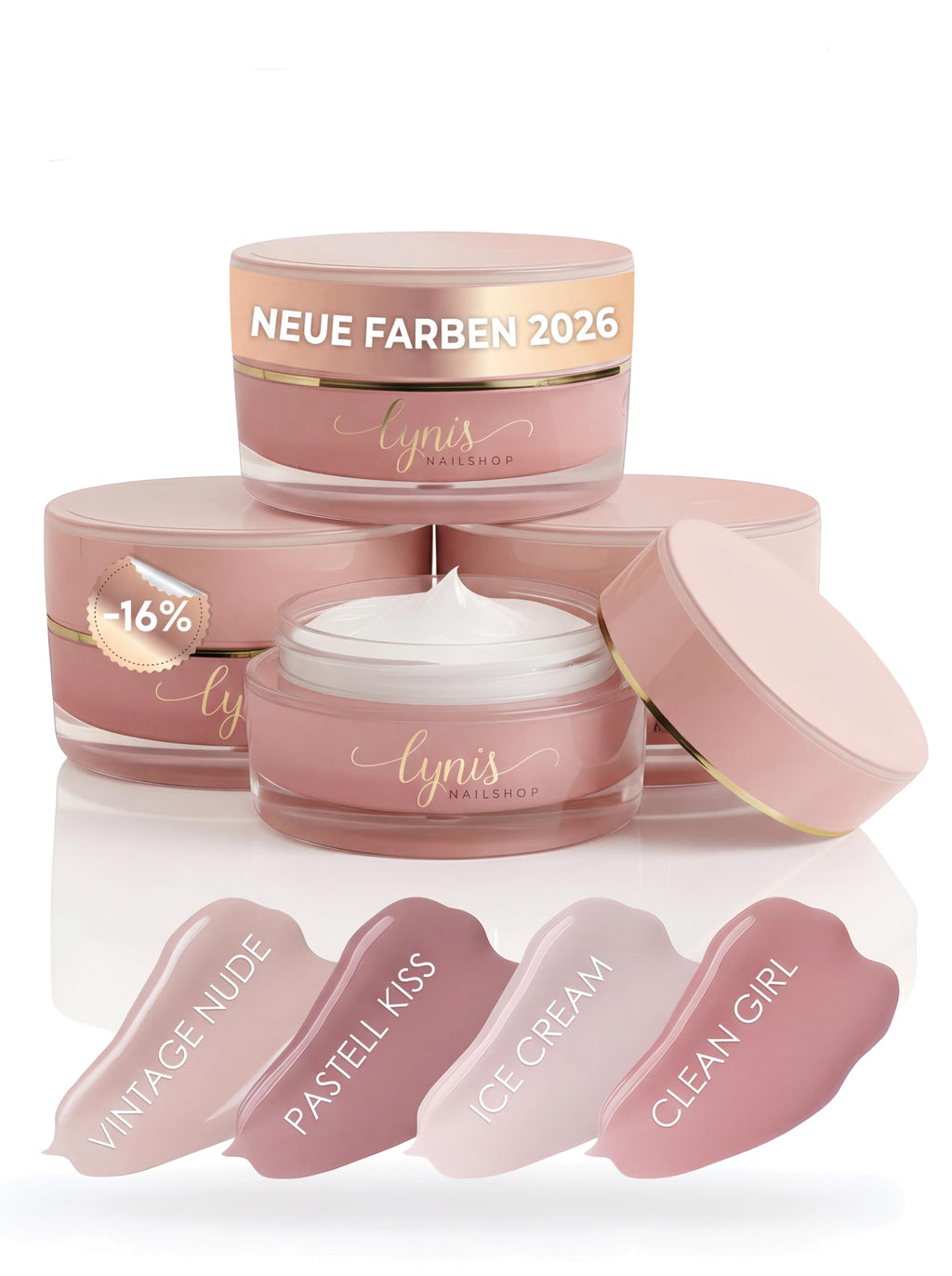 No File Aufbaugel Gelnägel ALMOND NUDE 15ml UV Gel selbstglättend o. Feilen
