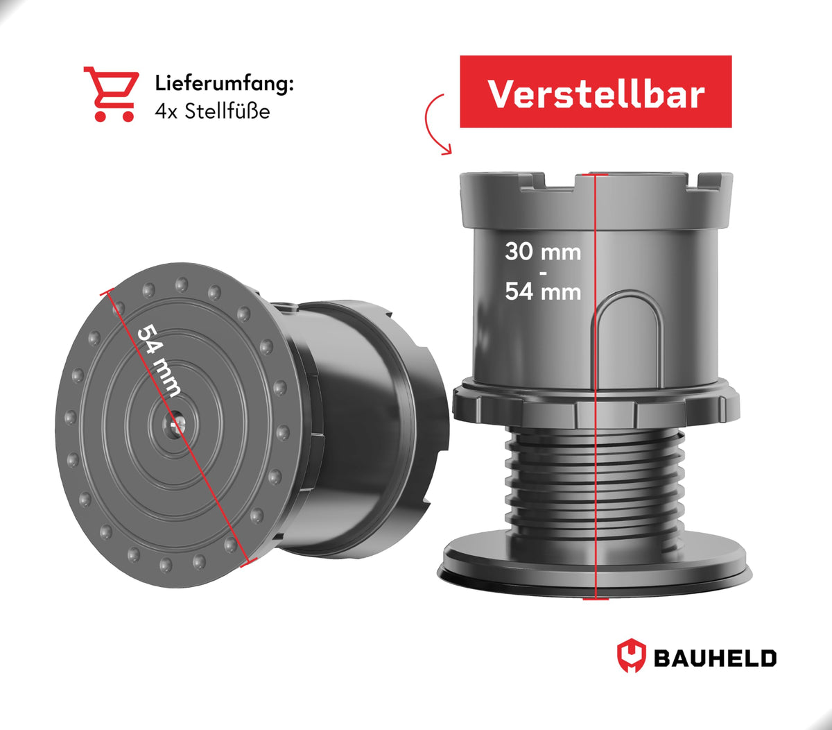 BAUHELD 4x Schwingungsdämpfer Waschmaschine und Trockner - Schwarz