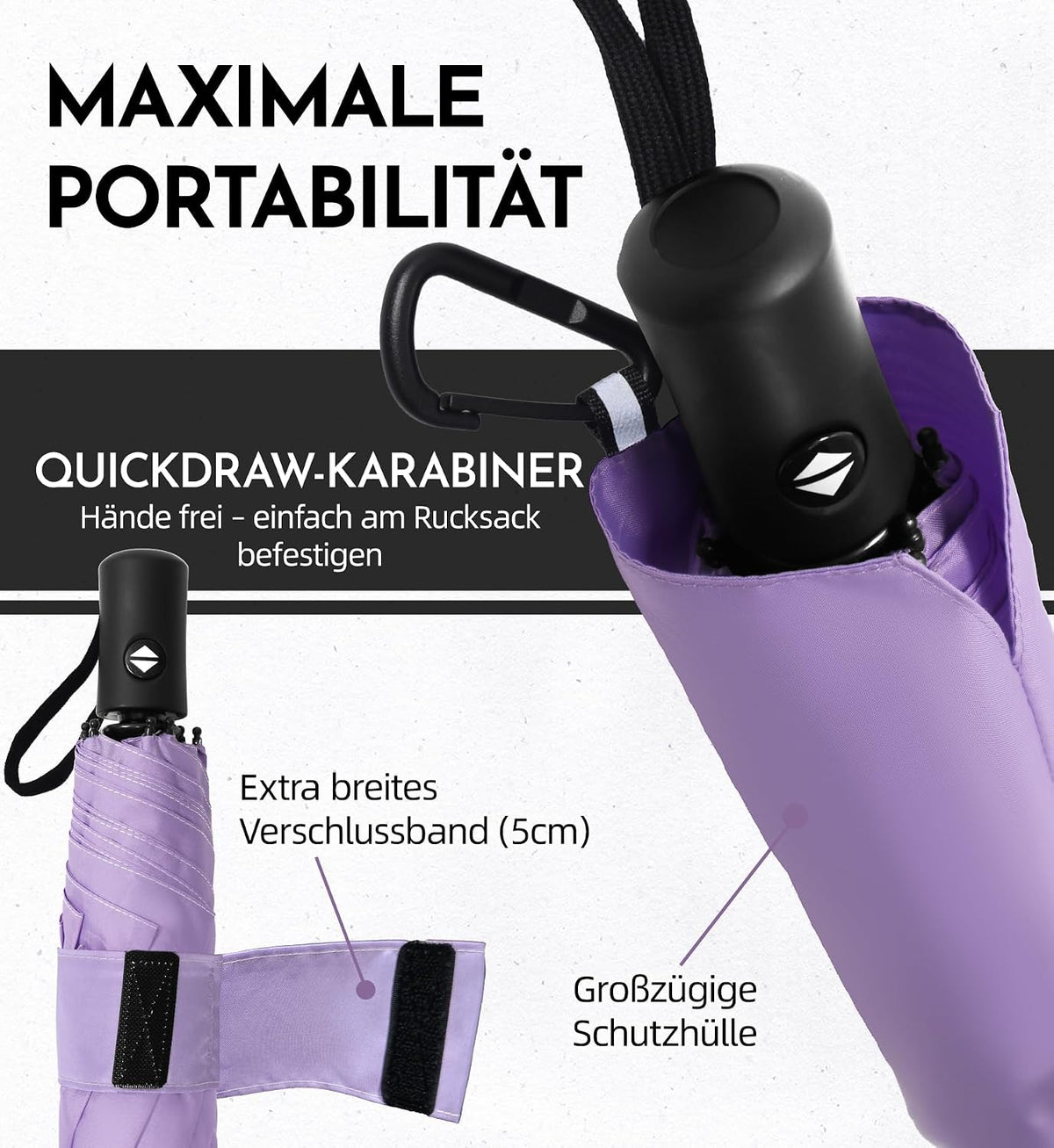 LILAC Regenschirm Klein Stabil Windfest
