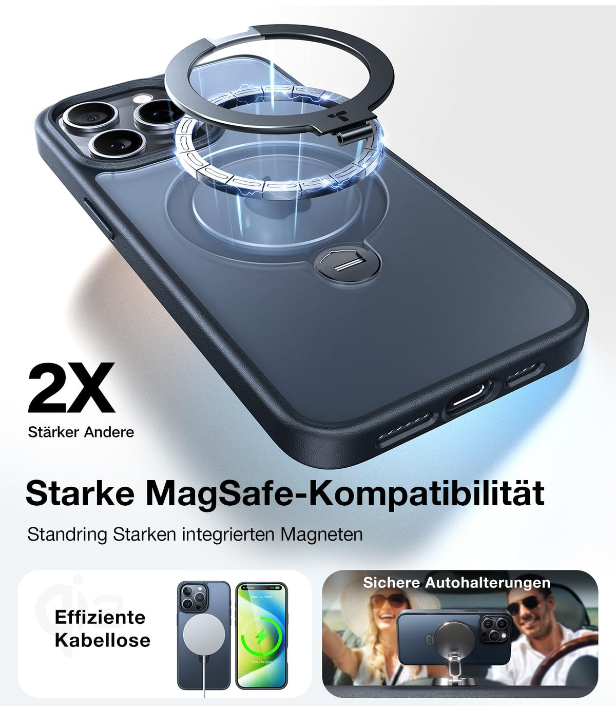 TORRAS Ostand Q3 Spin für iPhone 18 Pro Hülle für MagSafe 360°Stand Schwarz