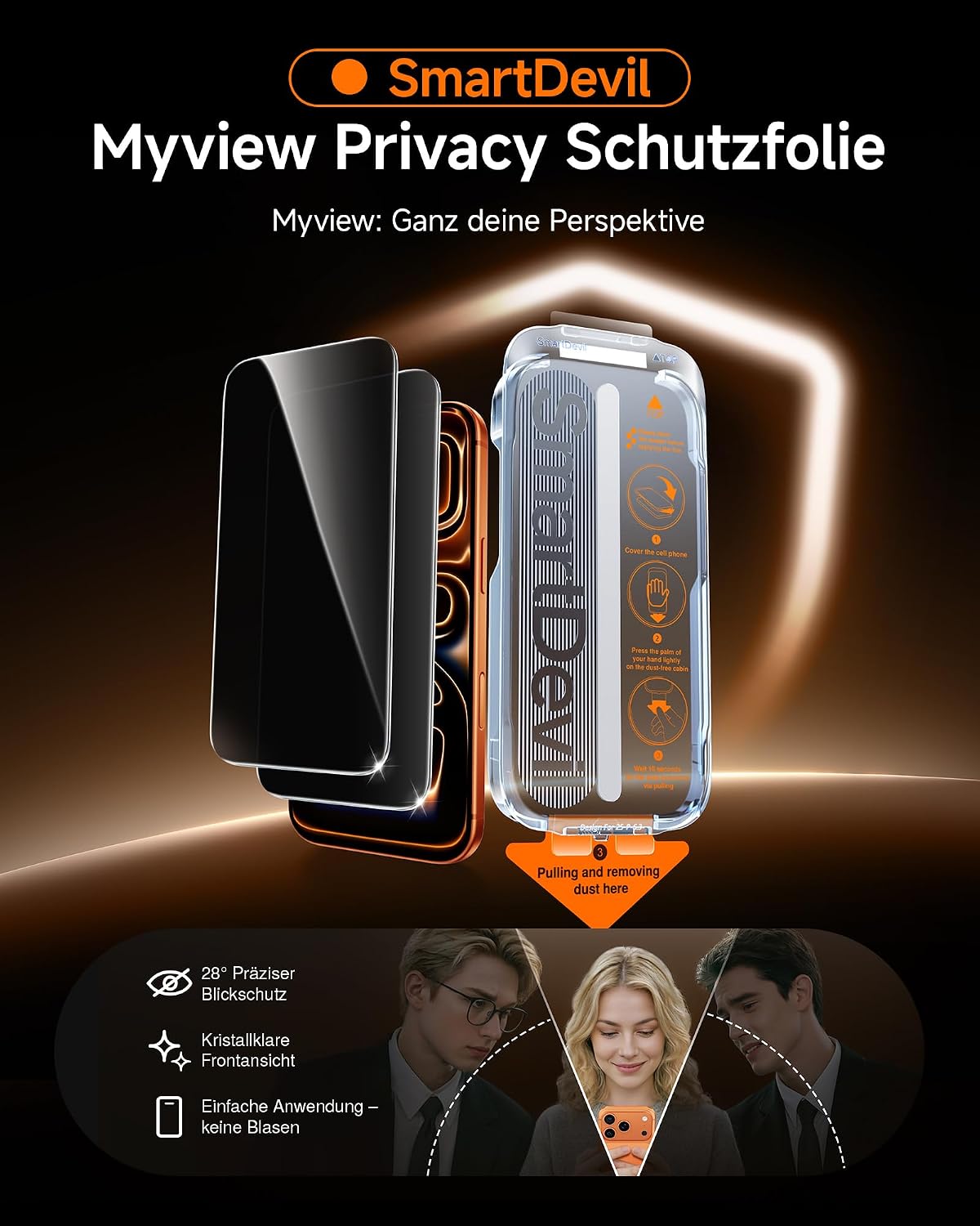 SMARTDEVIL 2 Pack Privatsphäre Schutz für iPhone 17 Panzerglas