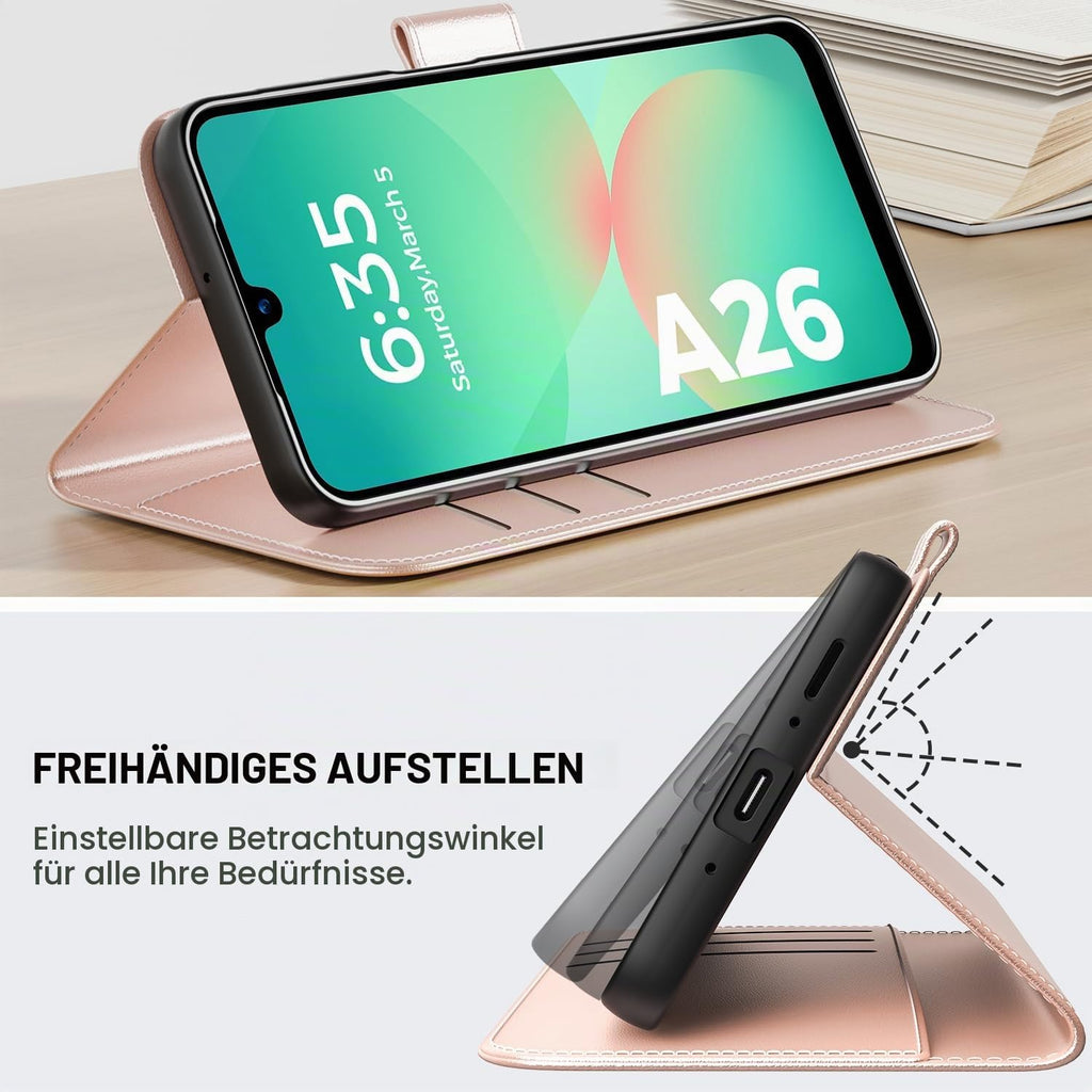Peakally Handyhülle für Samsung Galaxy A17 5G Hülle [Mit 1 Stück Panzer Schutz Glas] [Premium PU Leder] [RFID-Blockierung] [Kartenfach] Klapphülle kompatibel mit Galaxy A17 5G / 4G - Grün