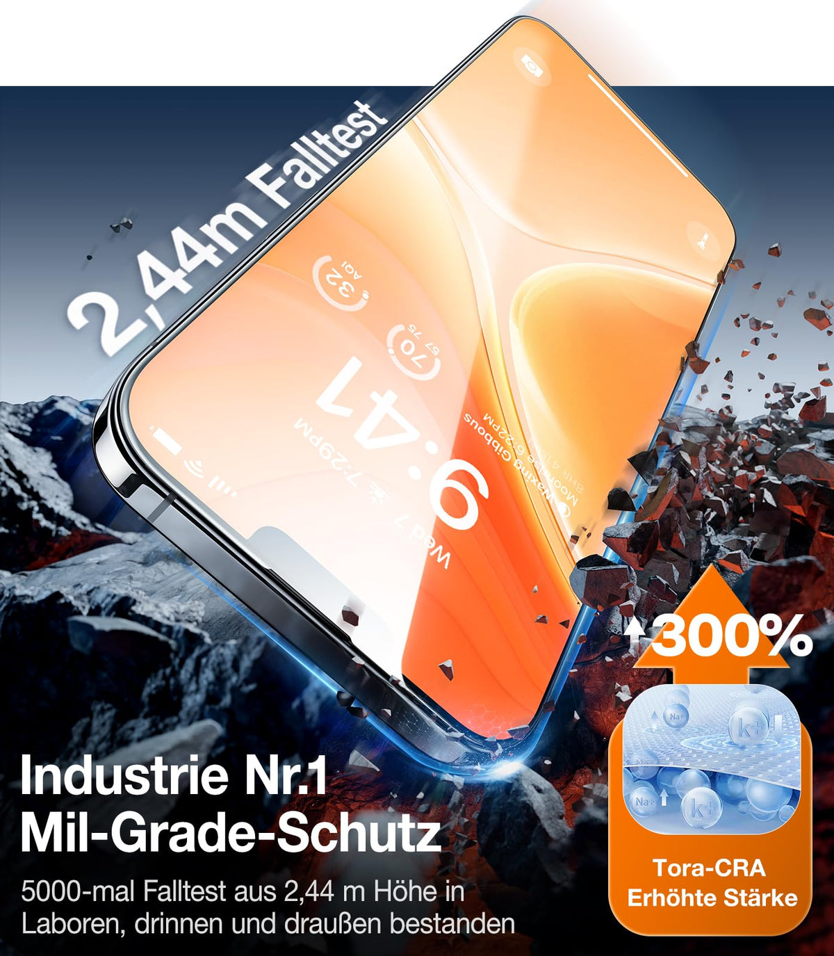 TORRAS für iPhone 18 Pro für Panzerglas TOP 9H+, Auto-Montage, 2 Stück
