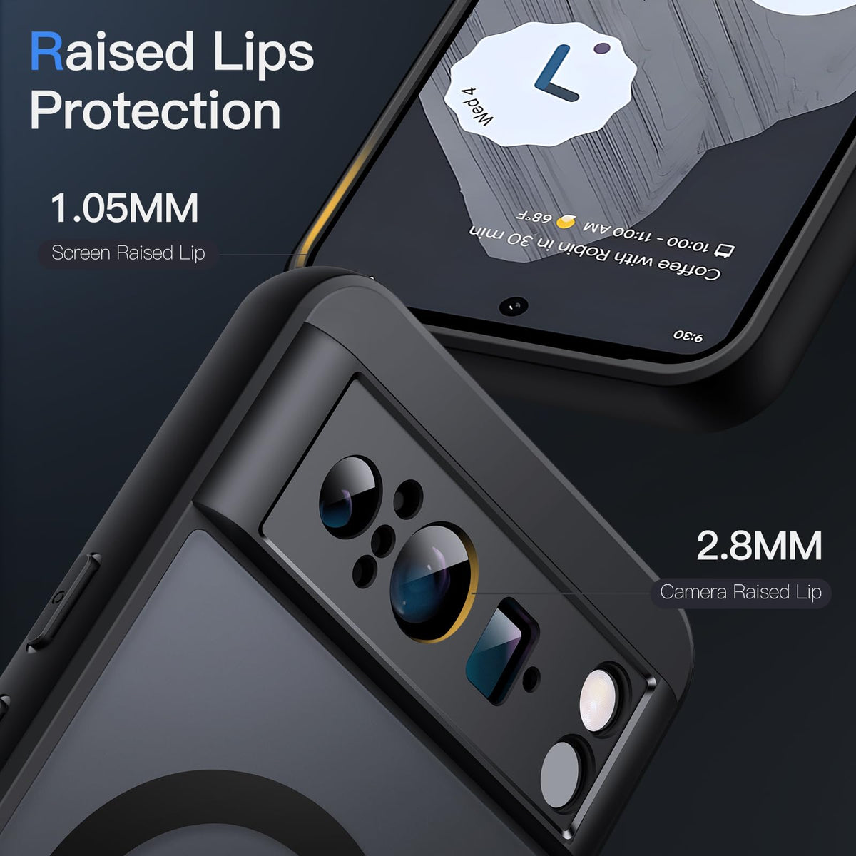 JETech Magnetische Hülle für Google Pixel 10/10 Pro, Obsidian