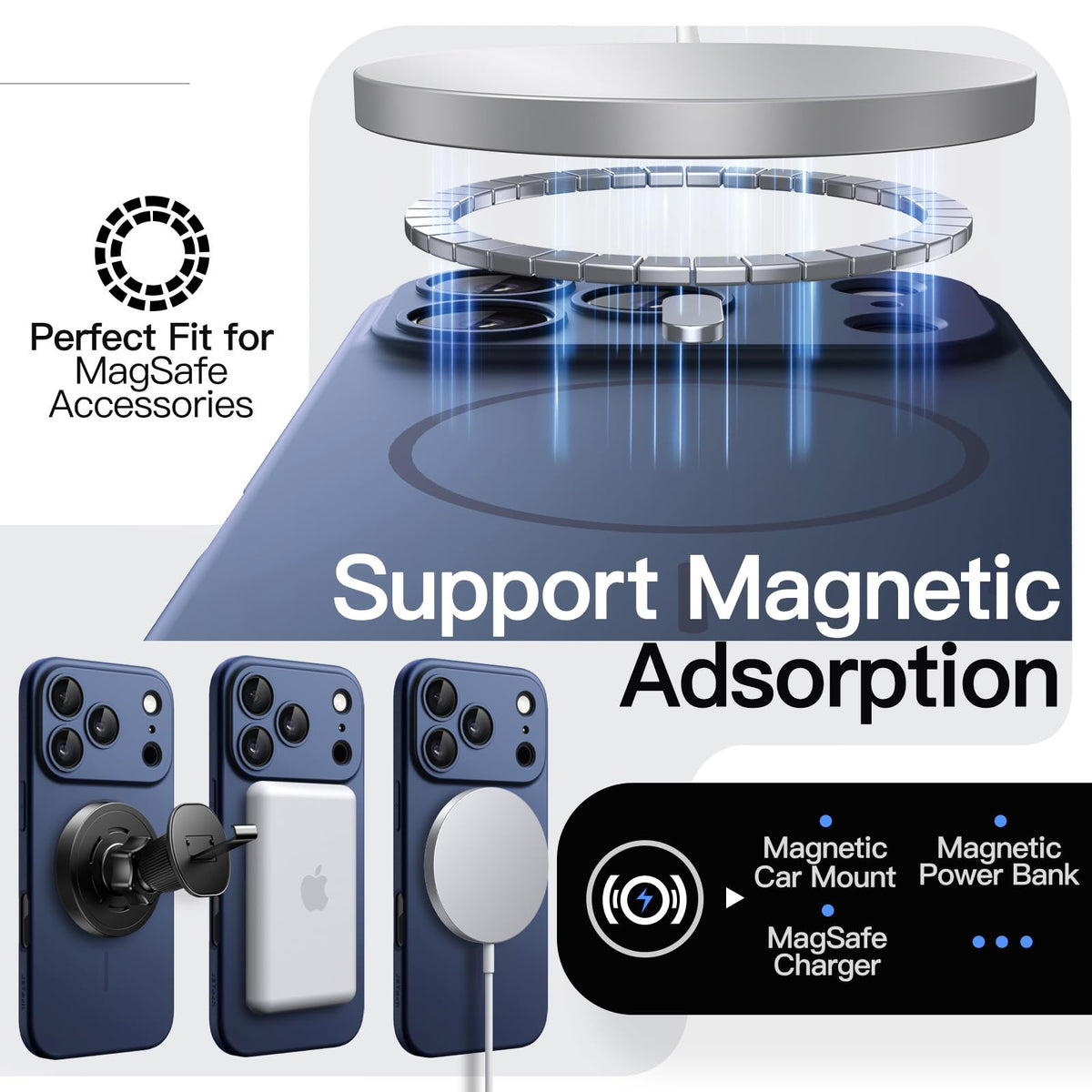 JETech Magnetische Dünne Hülle für iPhone 18 Pro, Schwarz