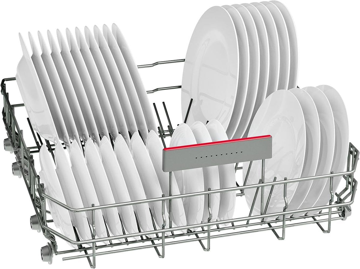 Bosch SMU4EVS08E, Serie 4, Smarter Unterbau-Geschirrspüler 60 cm, Besteckschublade, Spülmaschine mit Programmassistent, besonders Leise, höhenverstellbarer Oberkorb, Automatische Türöffnung, Edelstahl