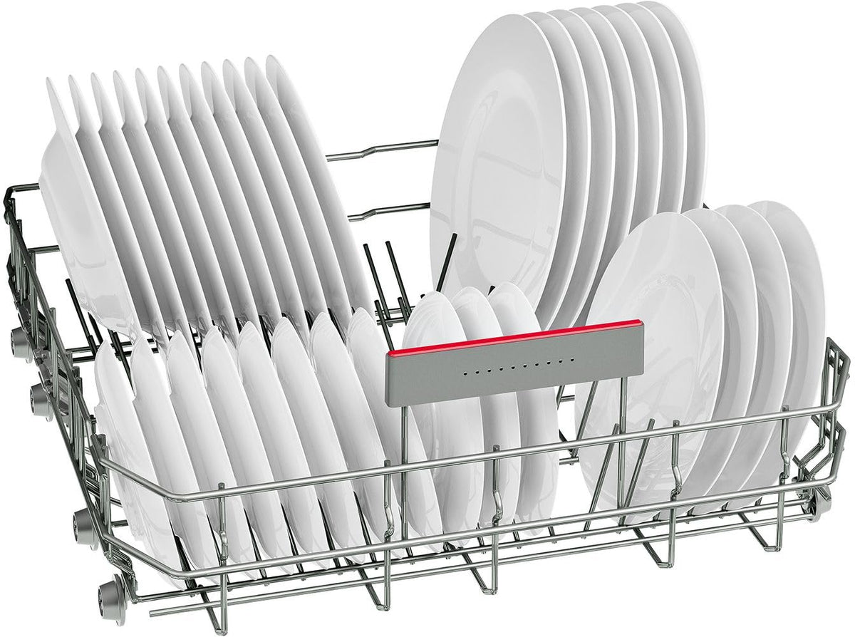 Bosch SMU4EVS08E, Serie 4, Smarter Unterbau-Geschirrspüler 60 cm, Besteckschublade, Spülmaschine mit Programmassistent, besonders Leise, höhenverstellbarer Oberkorb, Automatische Türöffnung, Edelstahl