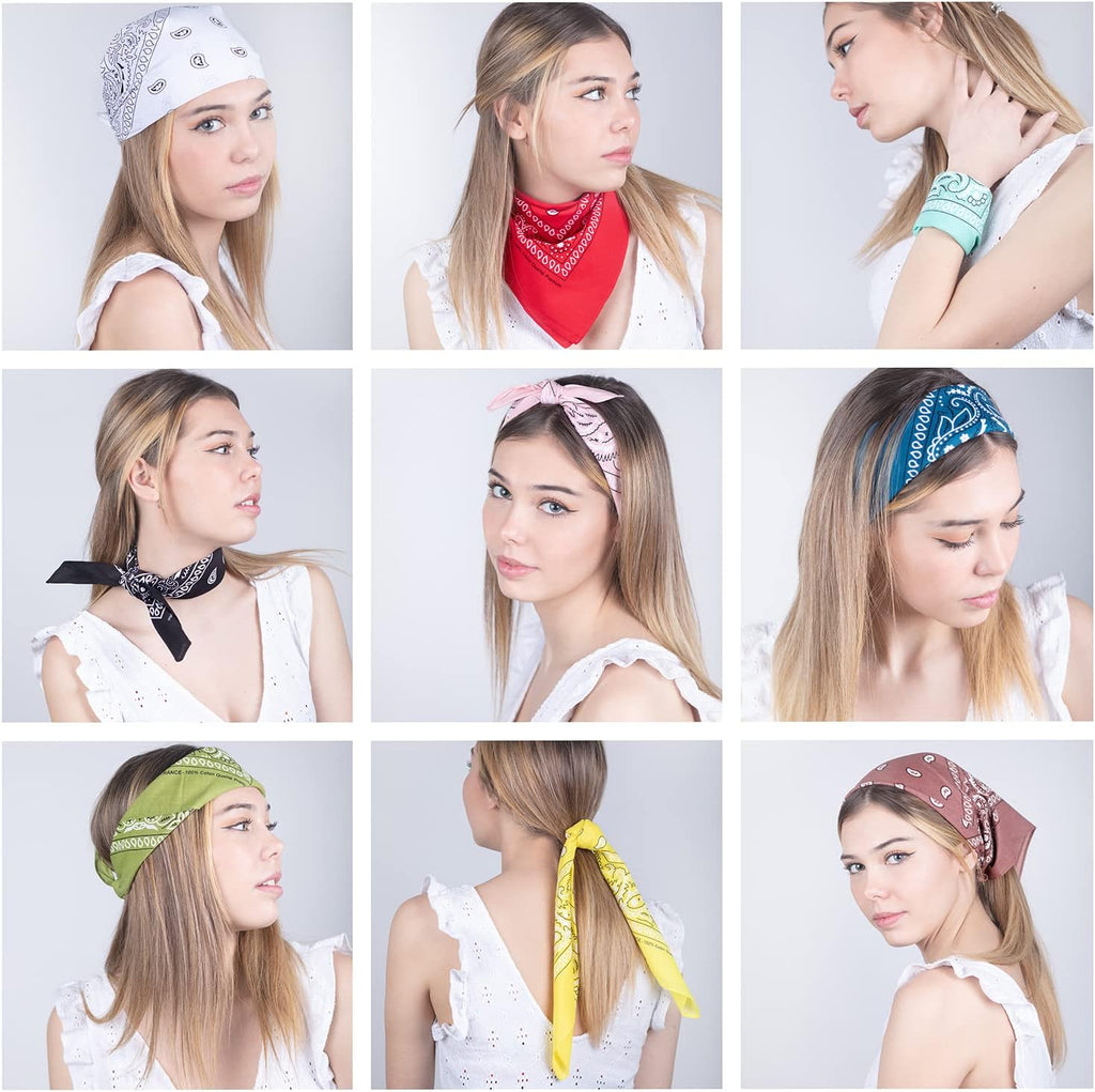 Bandana 100% Coton Qualité Premium - Epaisseur Supérieure - 20 Couleurs Exclusives - Motif Paisley