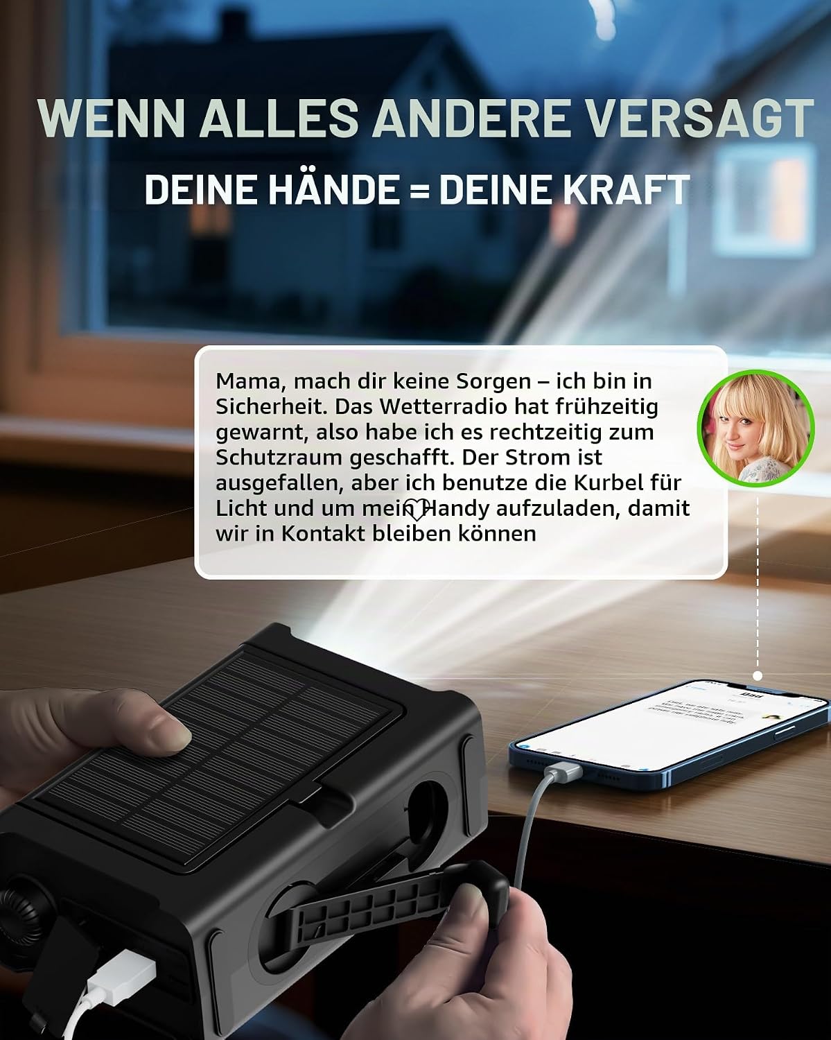 12000mAh Kurbelradio, DAB+/UKW, Notfallradio mit 8500mm² Solarpanel & 650mA Handkurbel-Dynamo, Solar Radio mit Bluetooth 5.0, Taschenlampe & Ladegerät, USB, SOS, Tragbares Radio für Camping & Notfälle