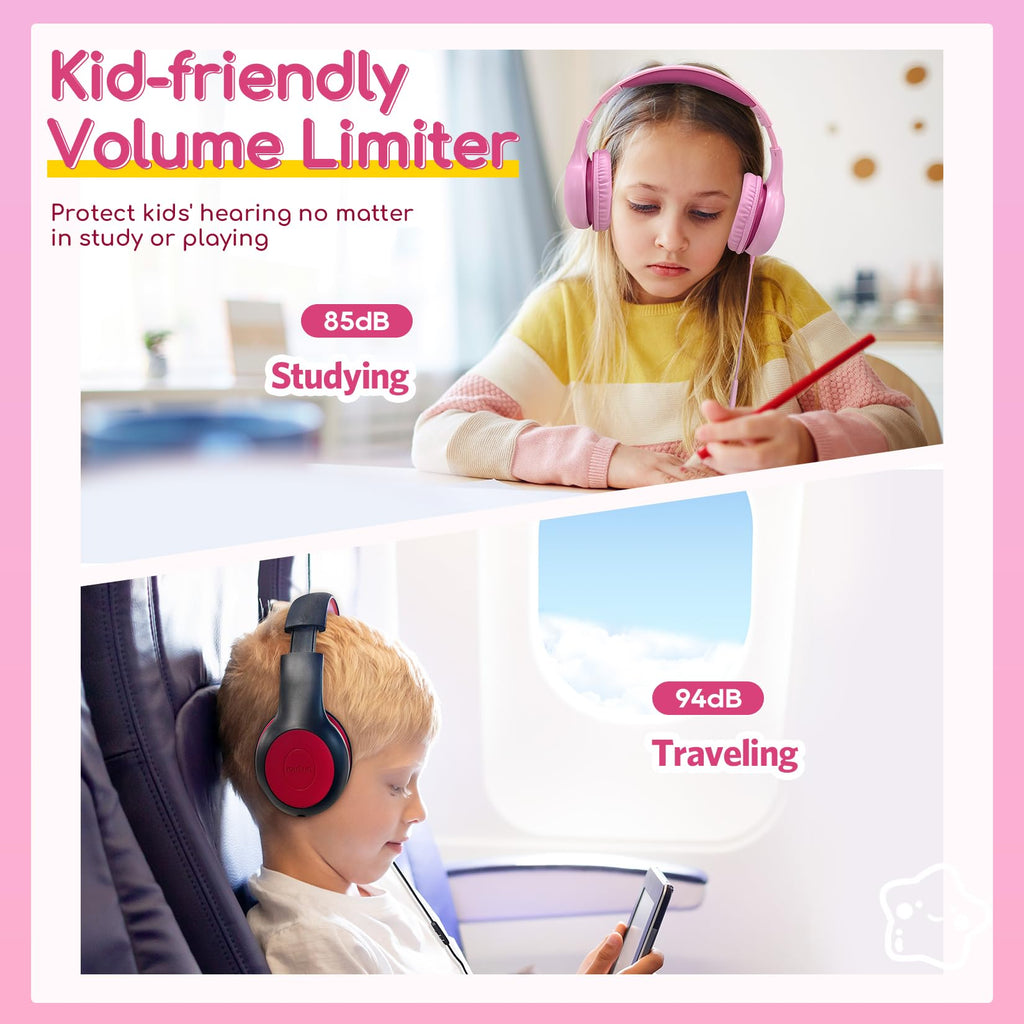 EarFun Kinder Kopfhörer mit 3,5 mm Kabel, Lautstärkebegrenzung, Blau-grün