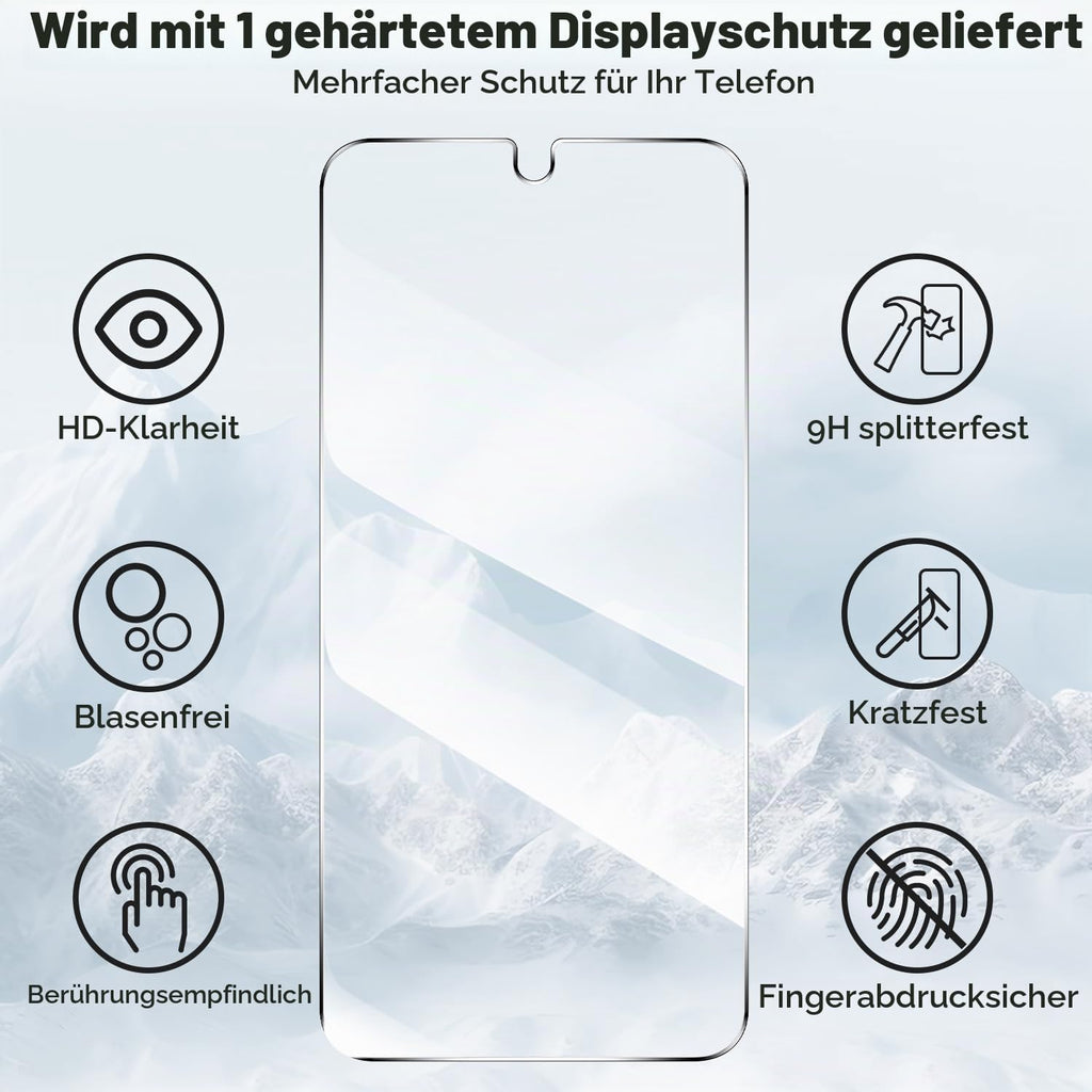 Peakally Handyhülle für Samsung Galaxy A17 5G Hülle [Mit 1 Stück Panzer Schutz Glas] [Premium PU Leder] [RFID-Blockierung] [Kartenfach] Klapphülle kompatibel mit Galaxy A17 5G / 4G - Grün