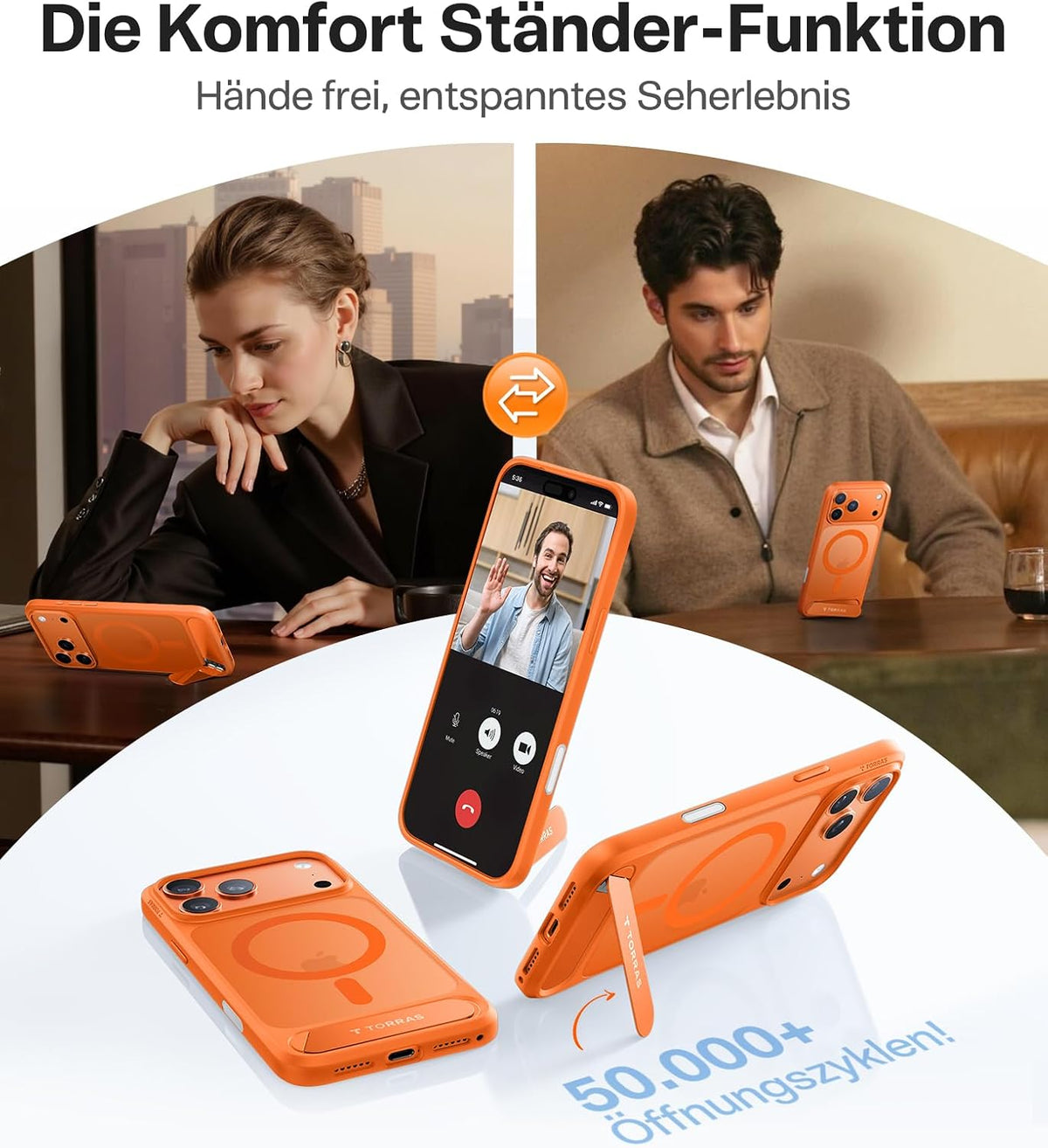 TORRAS Ostand L1 Hülle für iPhone 16 Pro für MagSafe Case, Schwarz