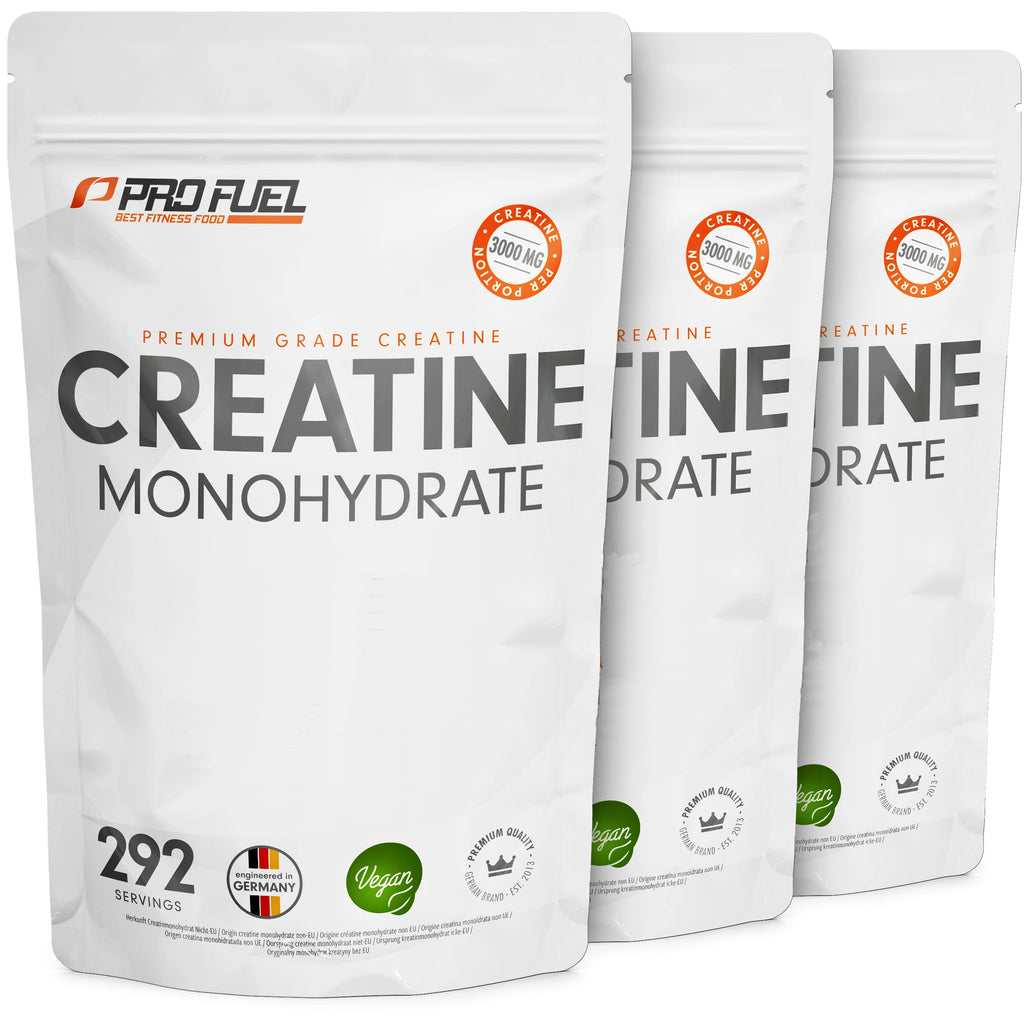 Creatin Monohydrat Pulver 1kg / 1000g reines Kreatin Monohydrat in mikronisierter Qualität - Creatine-Monohydrate mit 3000 mg Creatine pro Tag - Creatin-Pulver 100% vegan - Vorrat für 292 Tage
