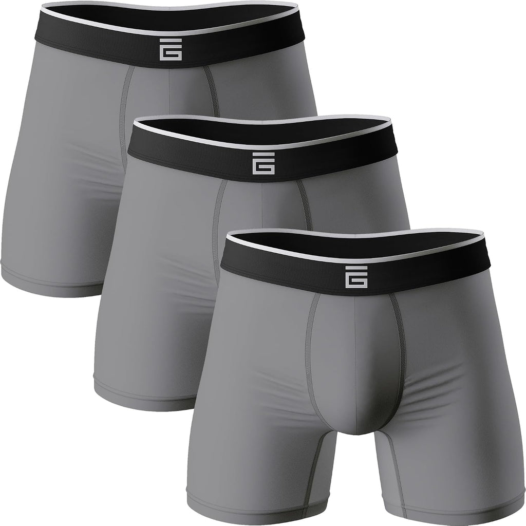 Giovici Mens Boxers Bamboo Anti Chafing Soft Comfortable Boxer Briefs Longer Leg - Boxer Shorts Multipack - Moisture Wicking Technology