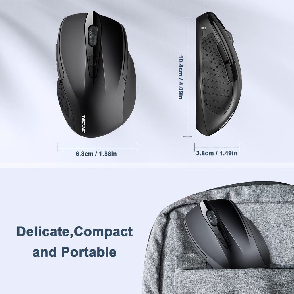 TECKNET Kabellose Maus, 2.4G Optische Funkmaus mit USB Empfänger, Grau