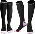 CAMBIVO Compression Socks for Women & Men 2 Pairs, Travel Flight Socks