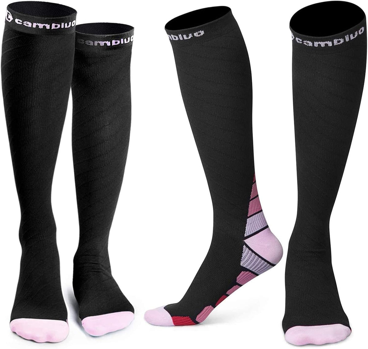 CAMBIVO Compression Socks for Women & Men 2 Pairs, Travel Flight Socks
