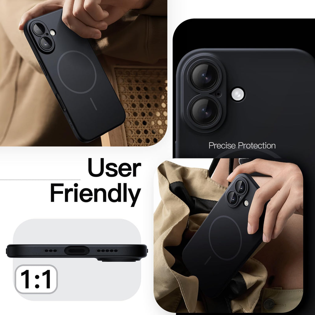 JETech Magnetische Dünne Hülle für iPhone 18 Pro, Schwarz
