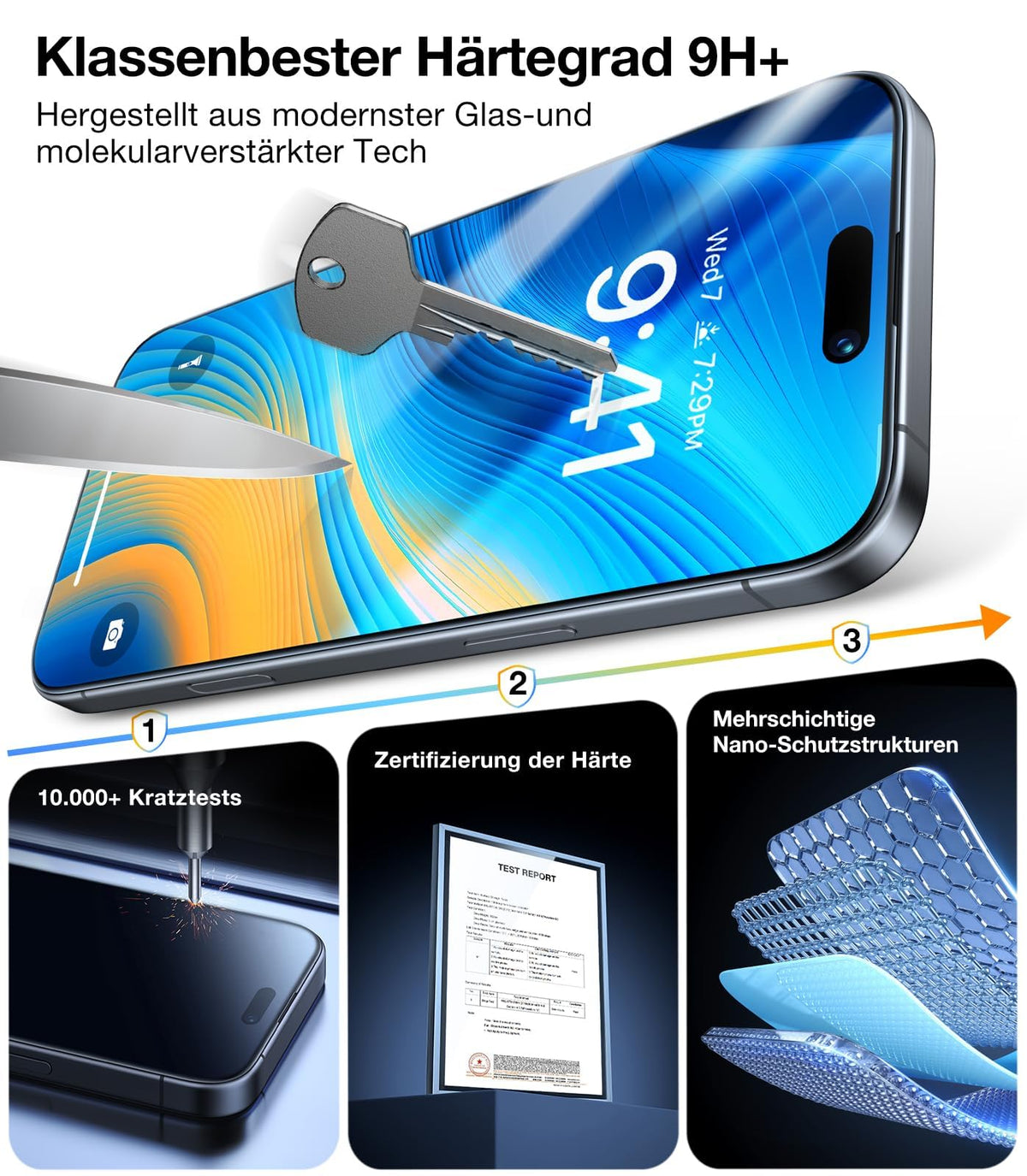 TORRAS für iPhone 18 Pro 9H+ Kratzfest Kameraschutz HD-Klares, Grau