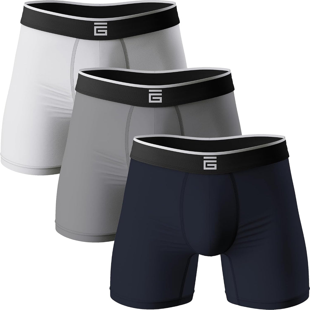 Giovici Mens Boxers Bamboo Anti Chafing Soft Comfortable Boxer Briefs Longer Leg - Boxer Shorts Multipack - Moisture Wicking Technology