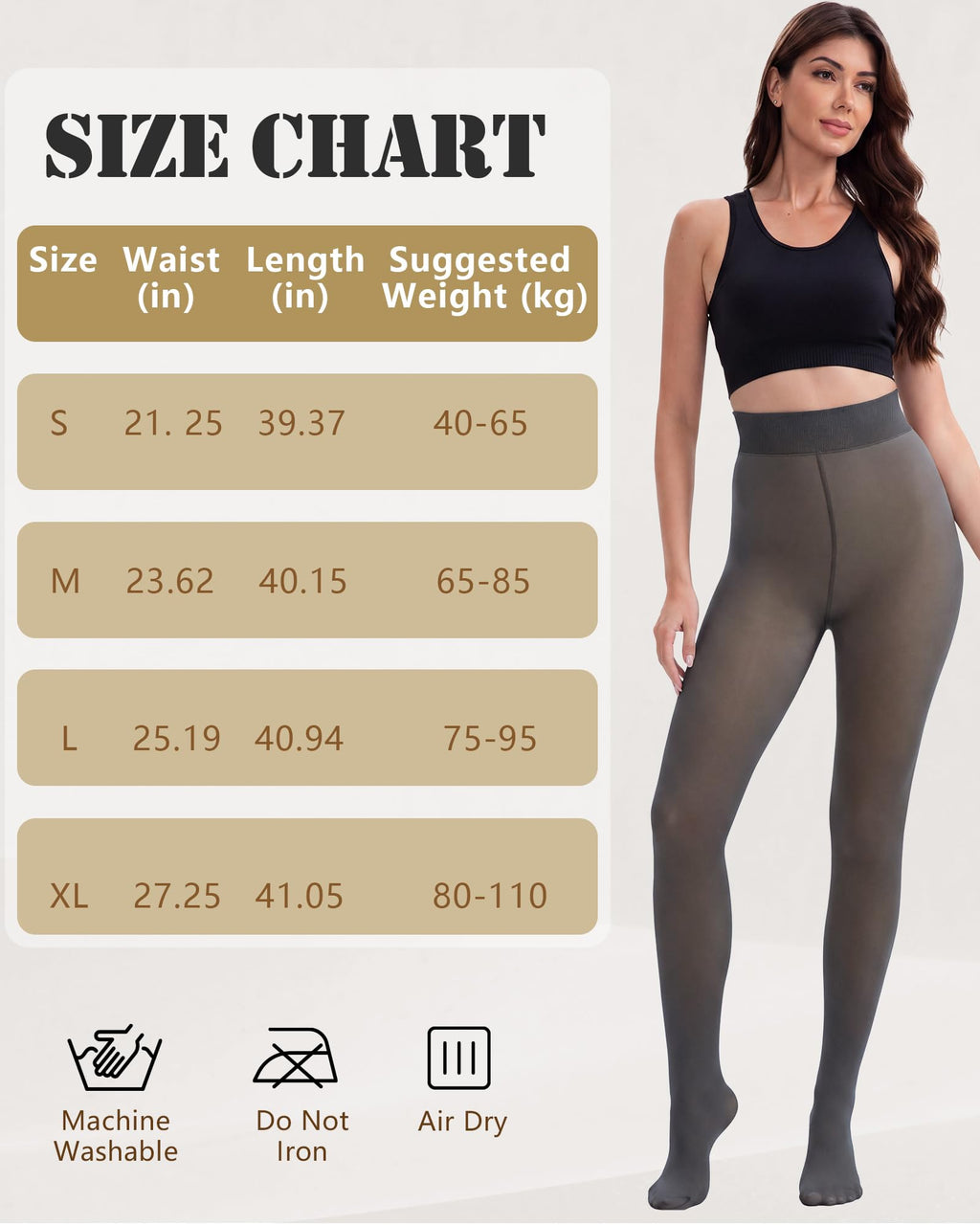 HONGTEYA 2 Pairs Fleece Lined Tights Women - Warm Sheer Pantyhose Fake Translucent Tights Winter Thermal Leggings