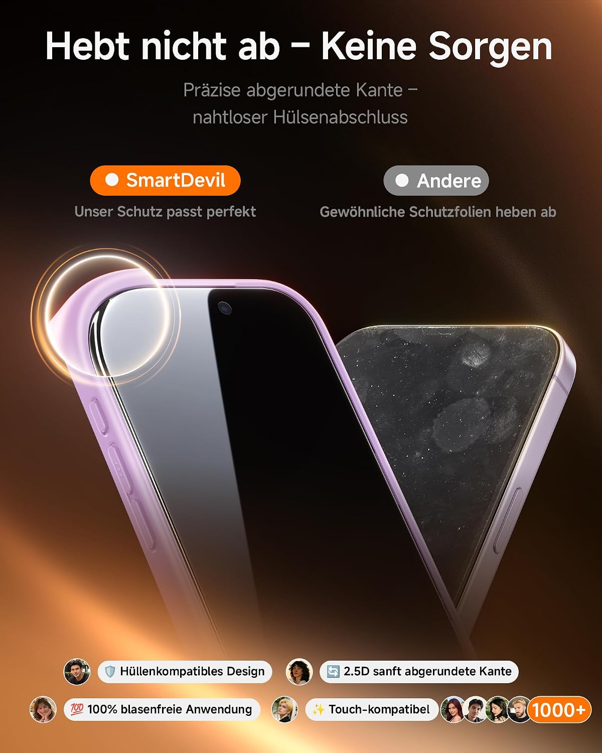 SMARTDEVIL 2 Pack Privatsphäre Schutz für iPhone 17 Panzerglas
